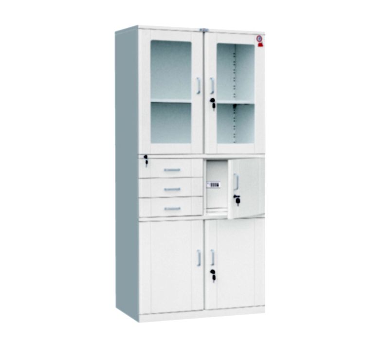 Three-drawer internal safe glass cabinet